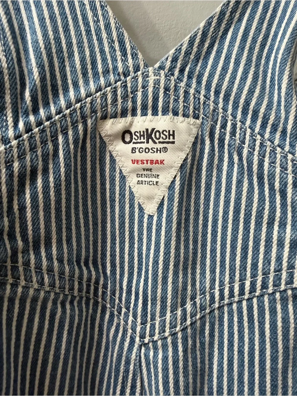 OshKosh B'gosh Vintage Y2K Hickory stripe blue and white overalls vestback EUC